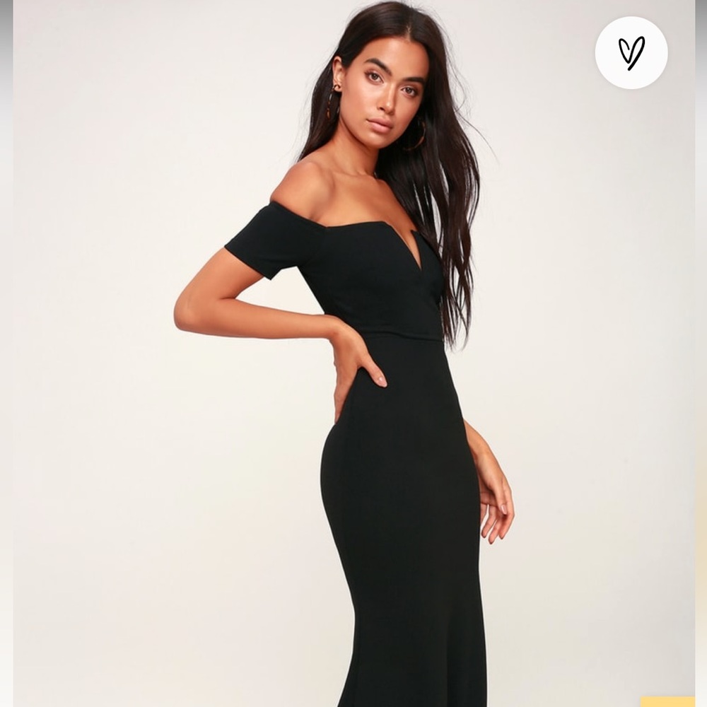 NWT Lulus Lynne Black Off-The Shoulder Maxi Dress XS
